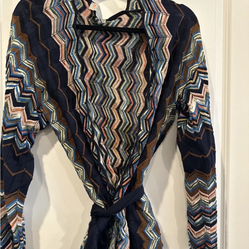 Missoni Multicolor Chevron Tie-Waist Patterned Cardigan